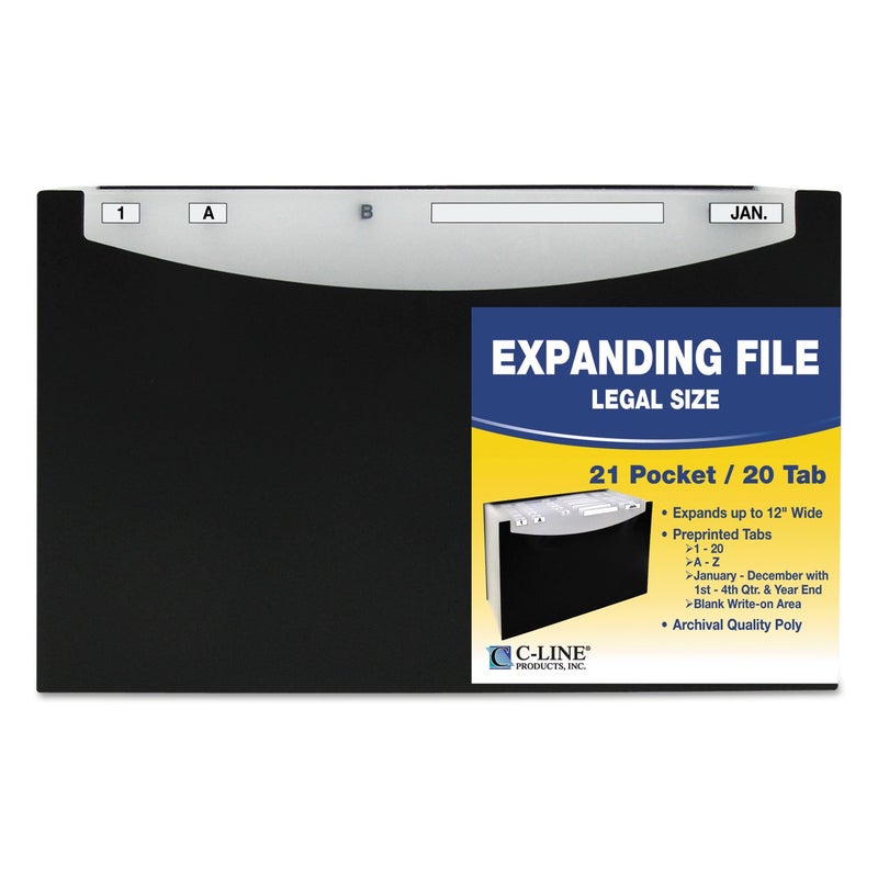 C-Line 48221 21-Pocket Stand-Up Design Expanding File, 12-Inch Exp, Legal, 15 x 9 1/4, Black - Image 4